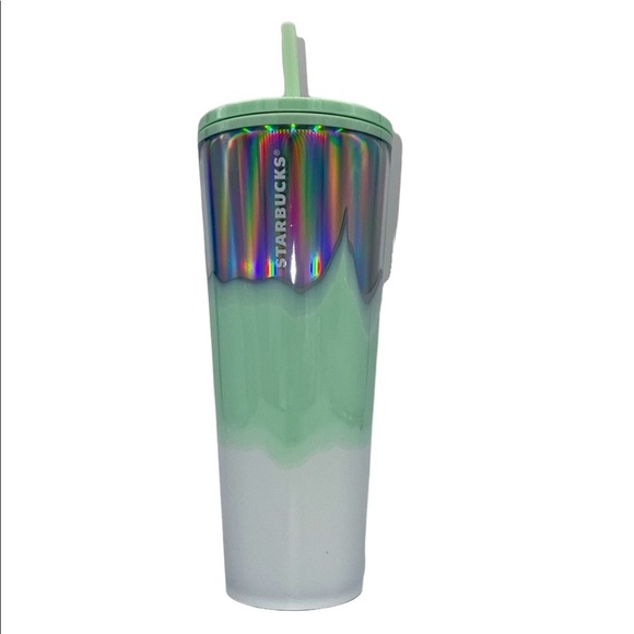 STARBUCKS Holiday 2021 Mint Iridescent Waves Cup NWT - Picture 1 of 4